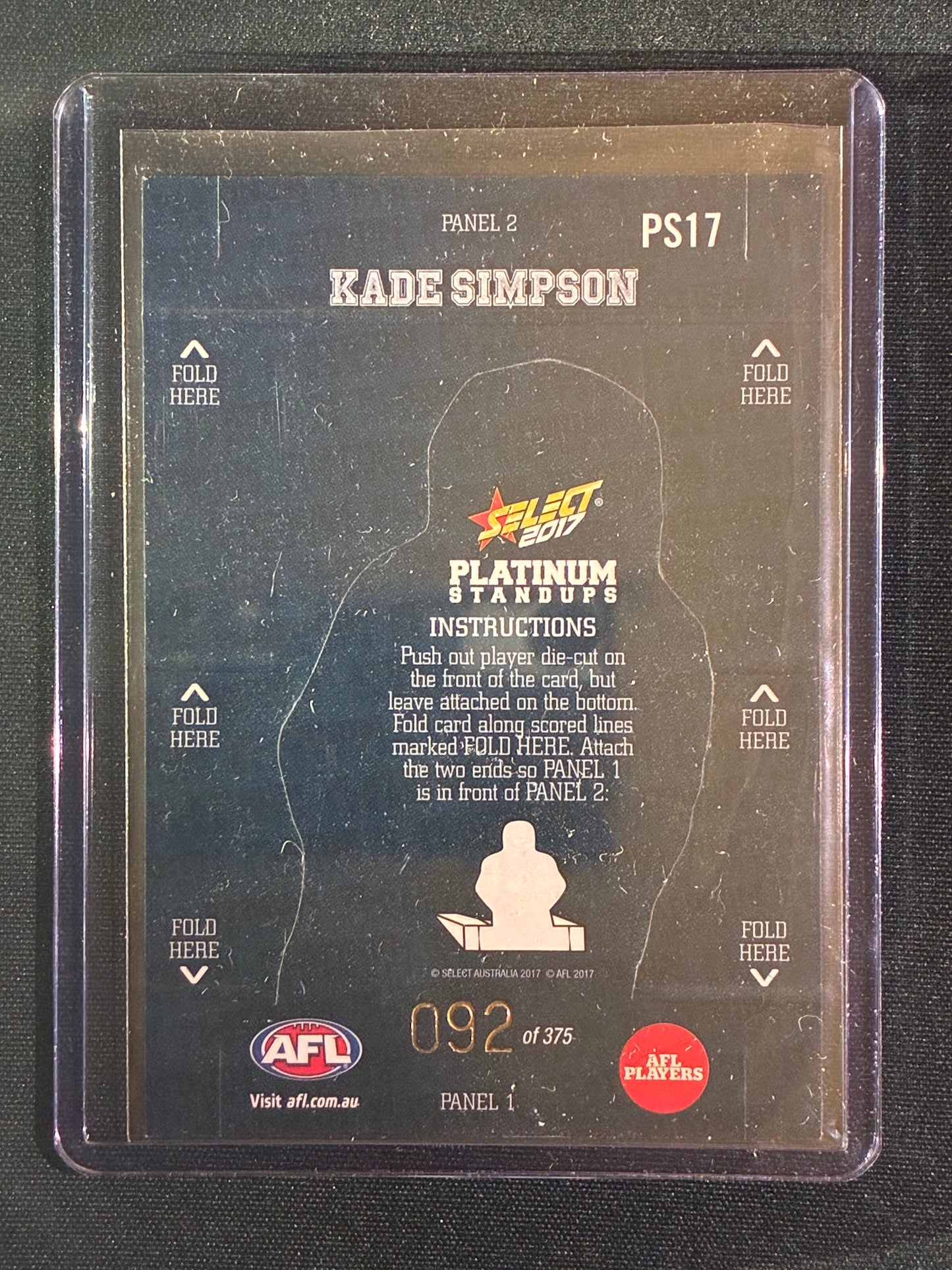 2017 Footy Stars KADE SIMPSON Platinum Standups 92/375