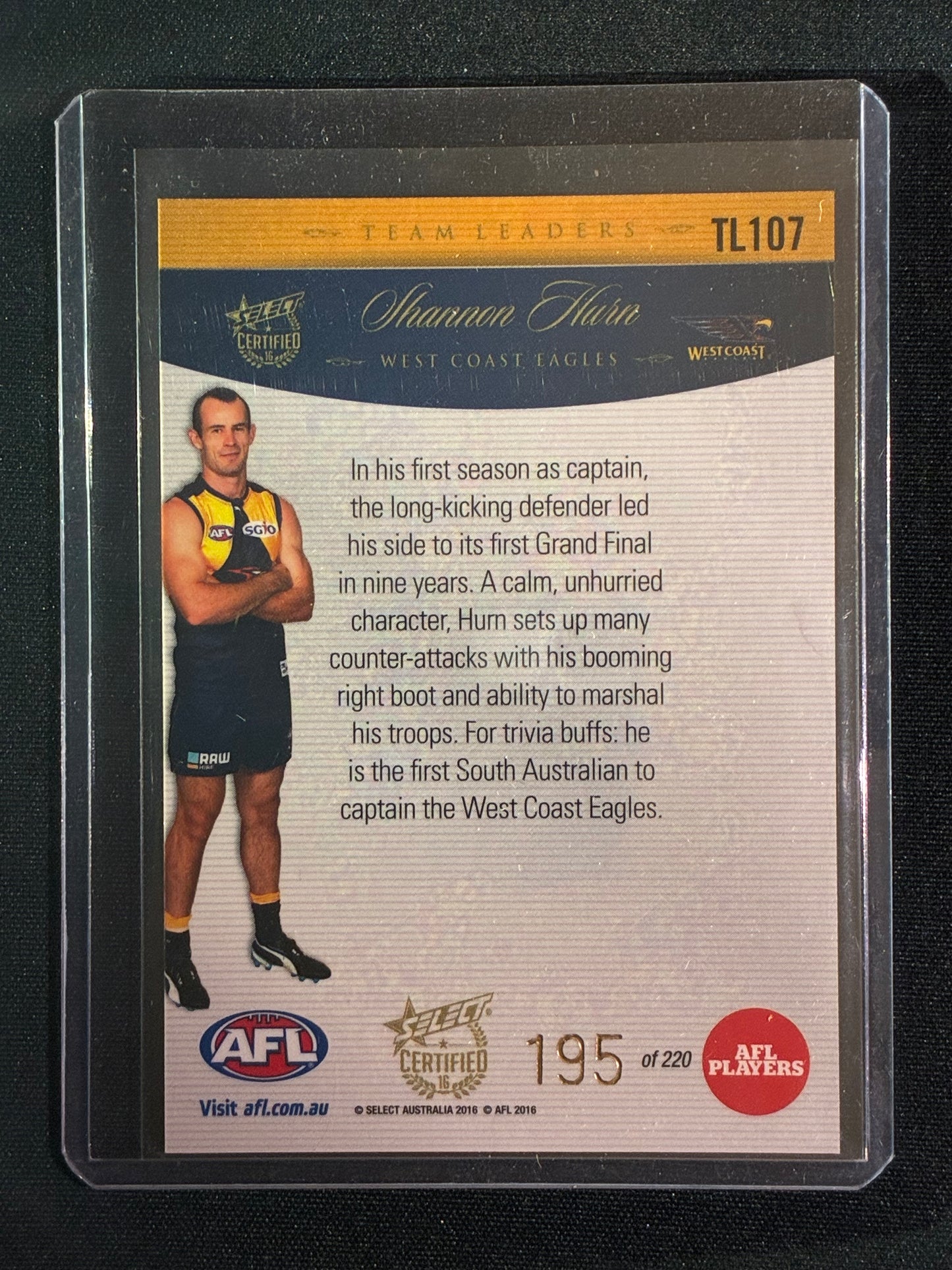 2016 Certified SHANNON HURN Team Leaders Silver Captain 195/220