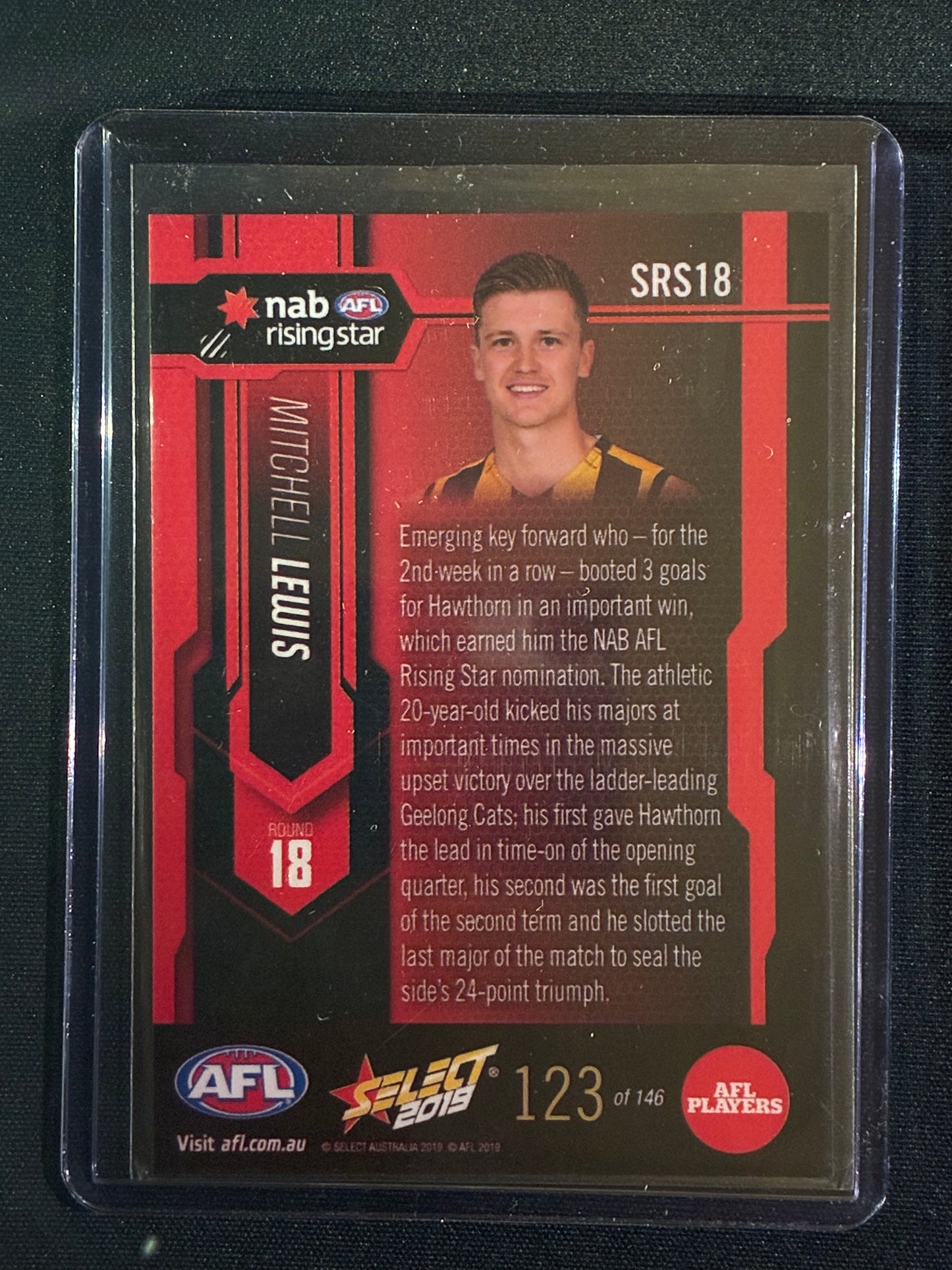 2019 Select MITCHELL LEWIS NAB Rising Star Round 18 123/146