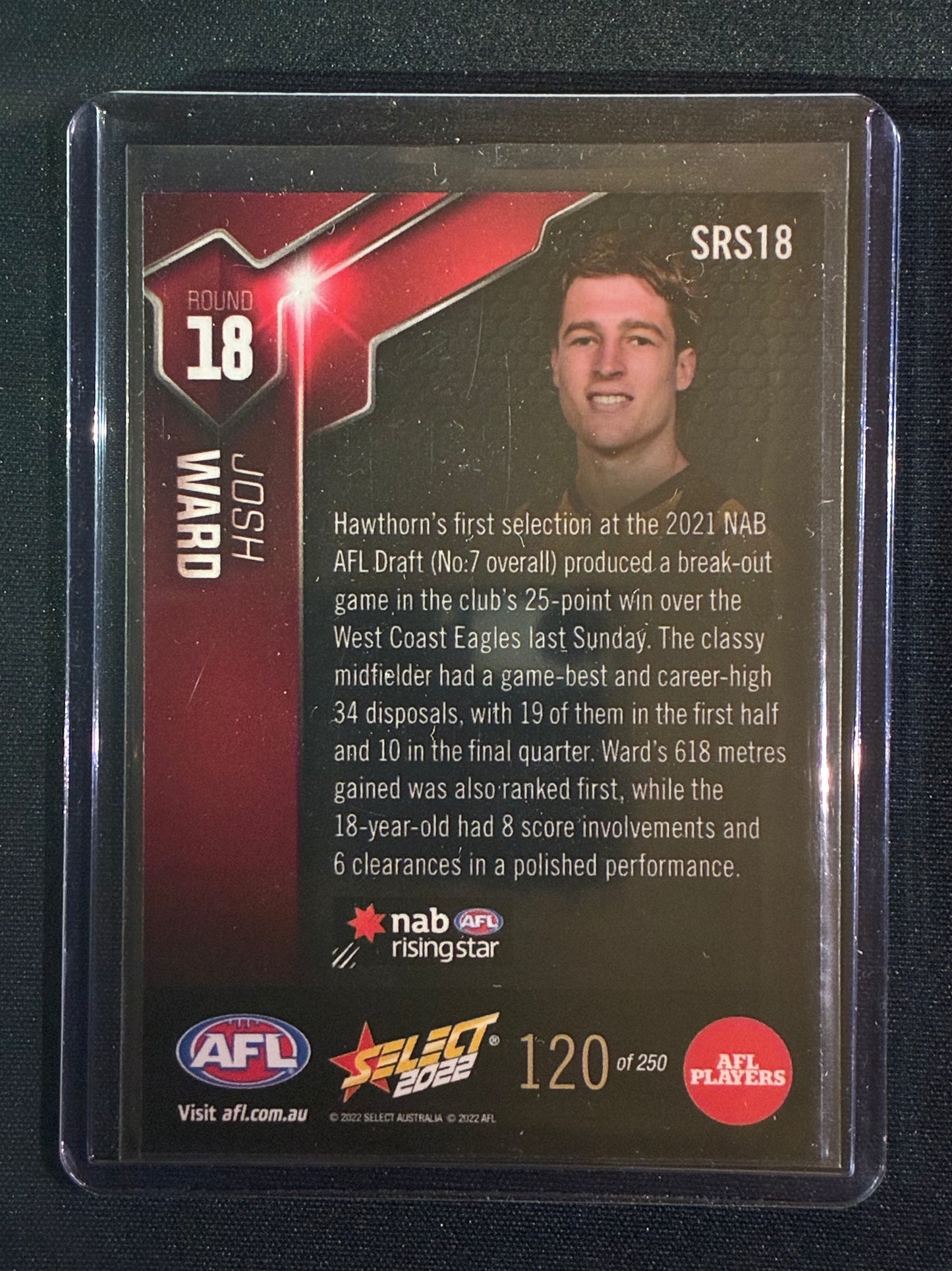 2022 Select JOSH WARD NAB Rising Star Round 18 120/250