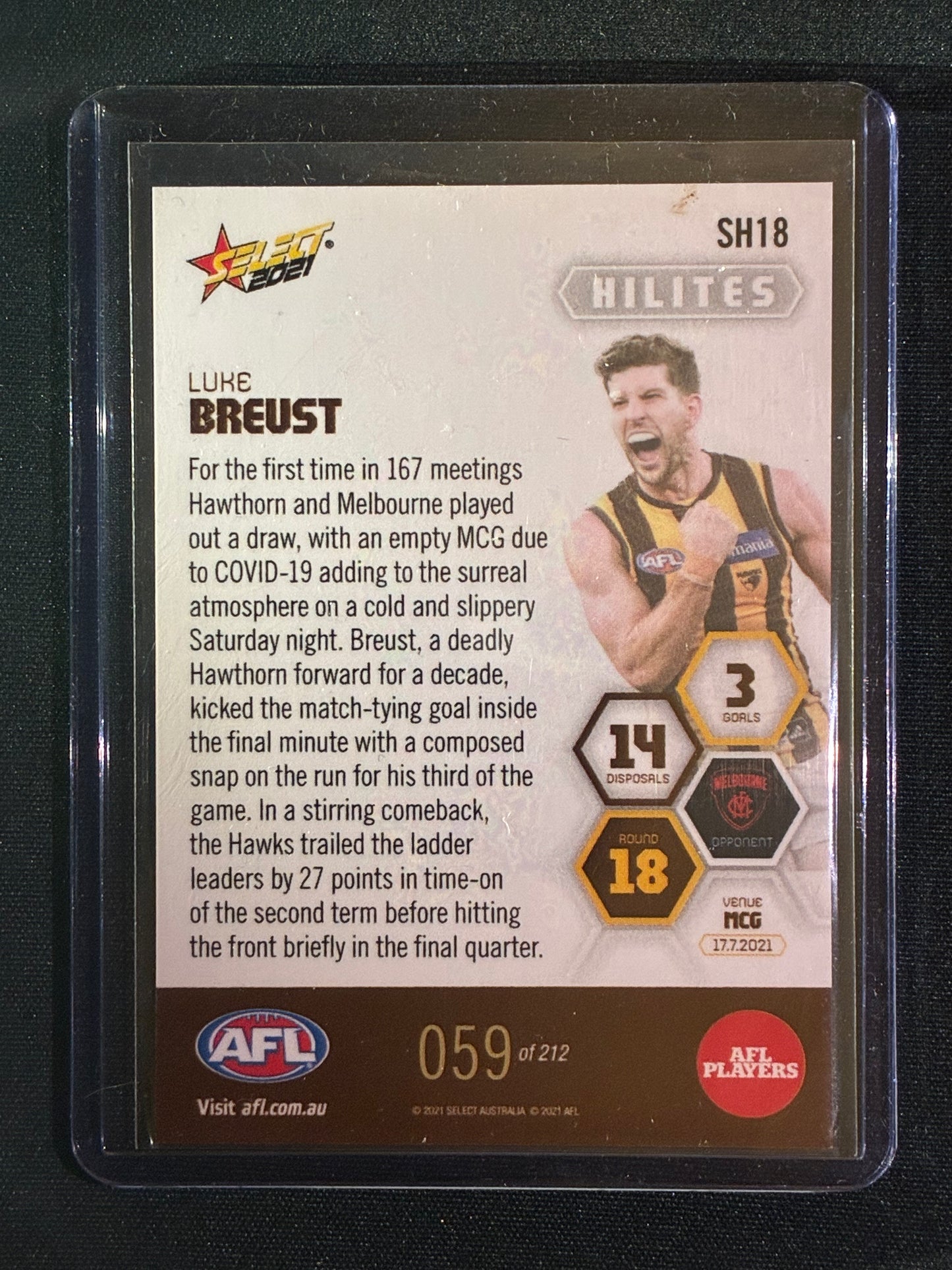 2021 Select LUKE BREUST Hilites Round 18 59/212