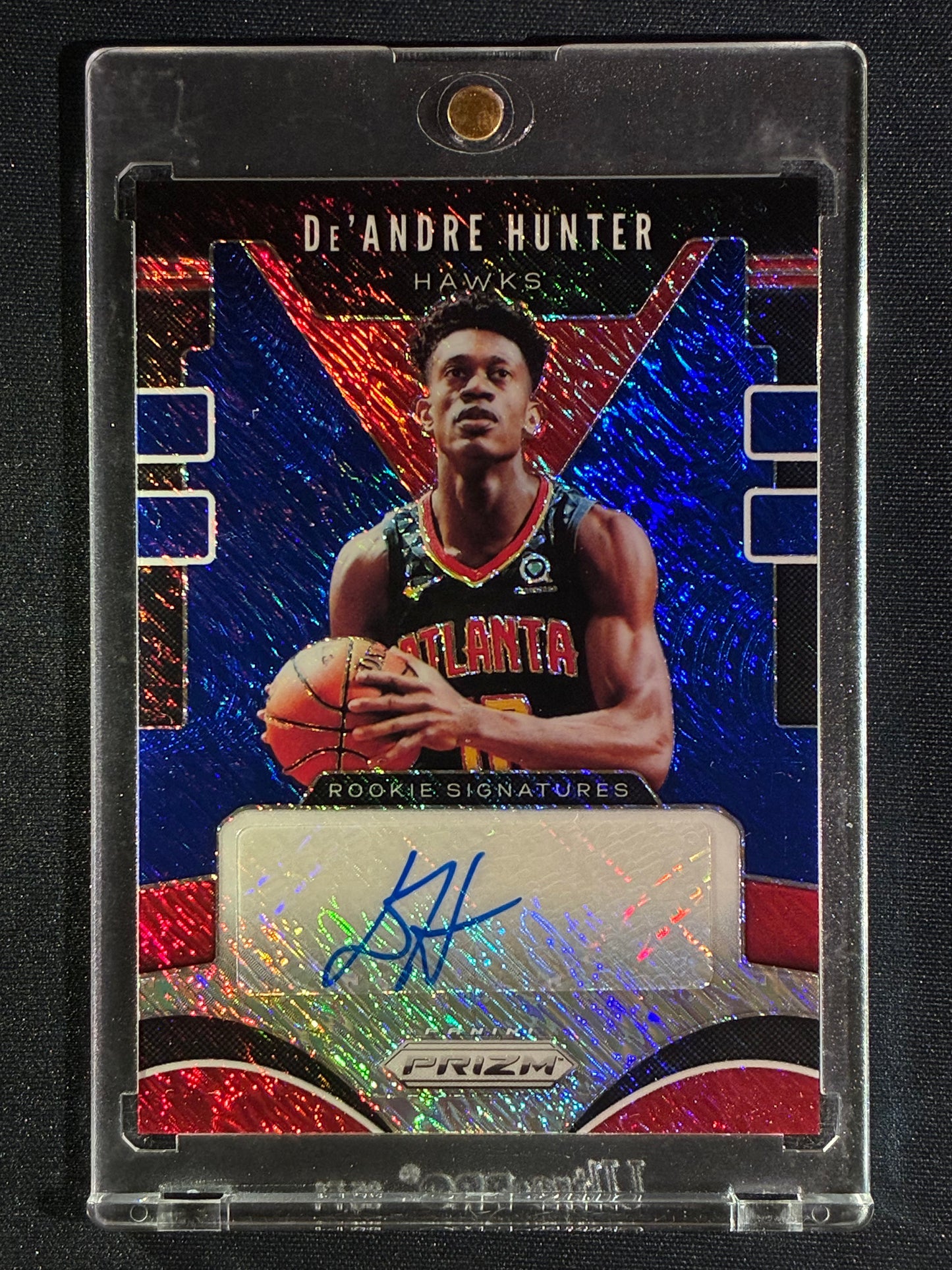 2019-20 Prizm DE'ANDRE HUNTER Rookie Signatures Auto Blue Shimmer FOTL #DAH