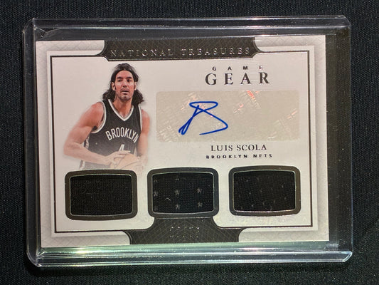 2016-17 National Treasures LUIS SCOLA Game Gear Triple Jersey Auto Silver 23/75
