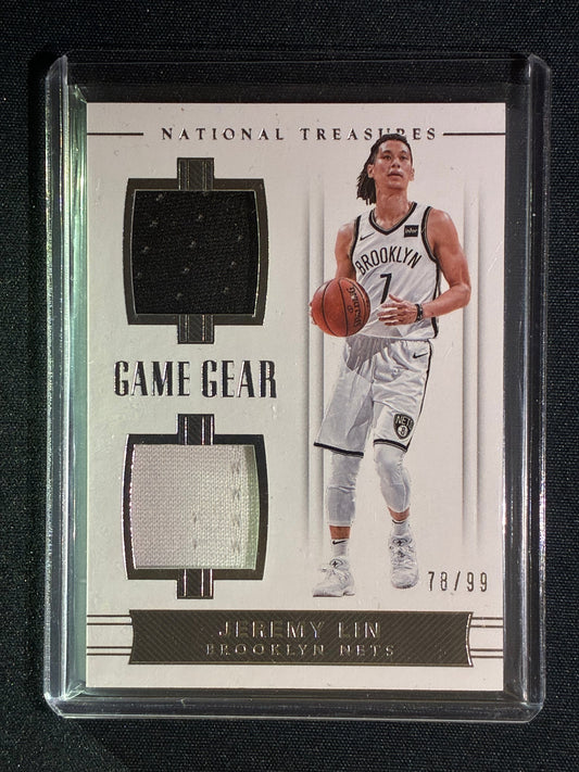 2017-18 National Treasures JEREMY LIN Game Gear Dual Jersey Silver 78/99