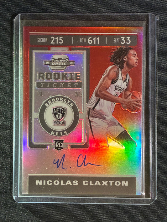 2019-20 Contenders Optic NICOLAS CLAXTON Rookie Ticket Auto Red Prizm 31/149 #121