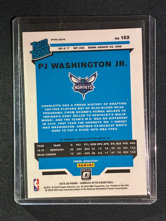 2019-20 Donruss Optic PJ WASHINGTON JR. Rated Rookie Signature Auto Purple #152