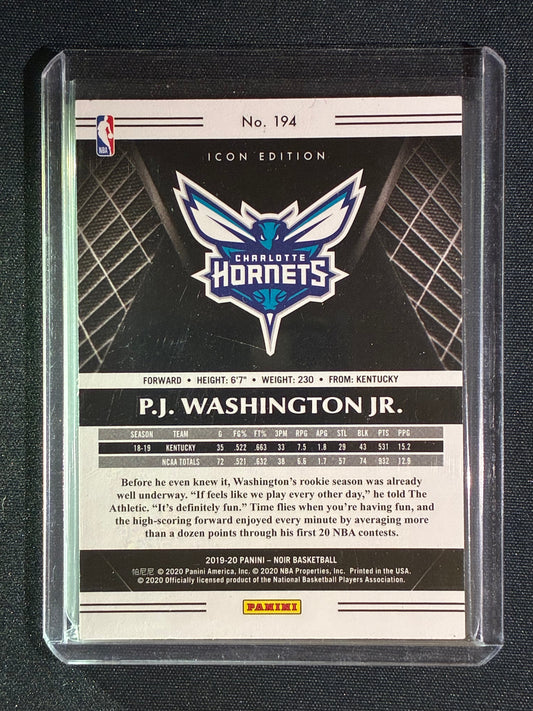 2019-20 Noir PJ WASHINGTON JR. Rookie Icon Edition Base Silver 28/99 #194