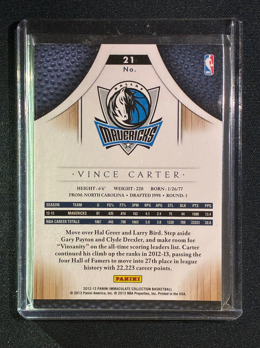 2012-13 Immaculate VINCE CARTER Base Gold 66/99 #21