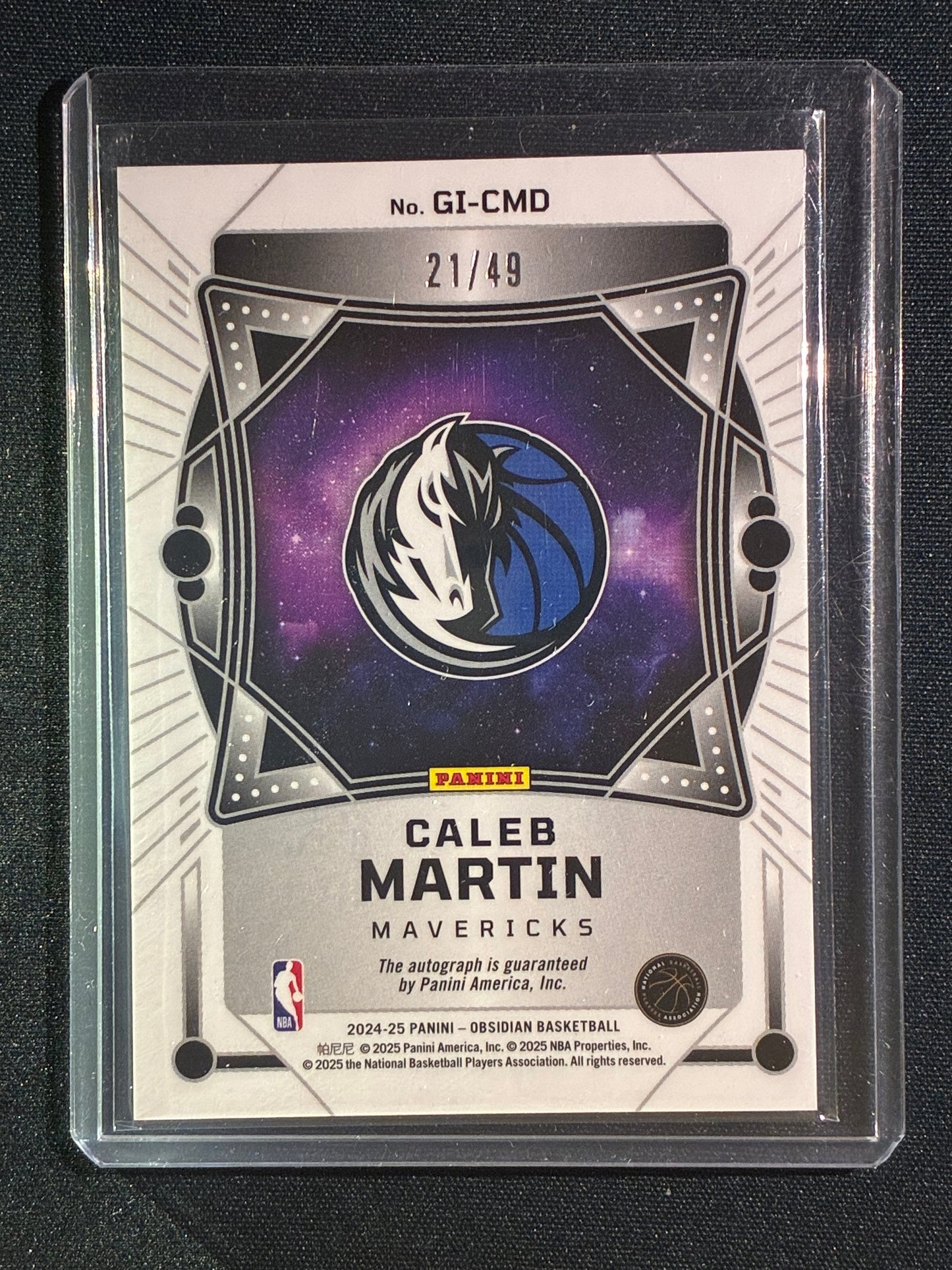 2024-25 Obsidian CALEB MARTIN Galaxy Ink Auto Electric Etch Purple 21/49
