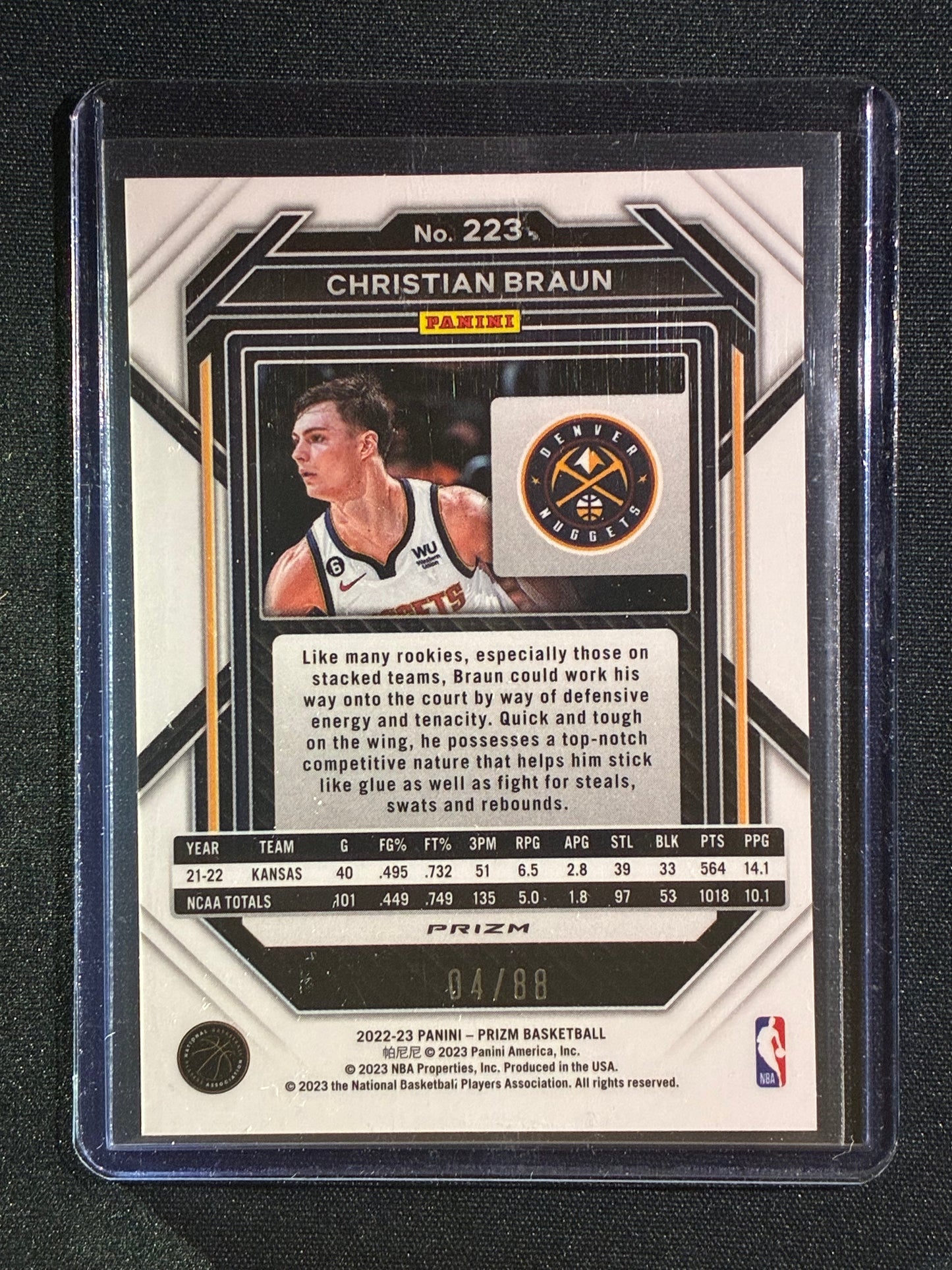 2022-23 Prizm CHRISTIAN BRAUN Rookie Choice Red Scope 4/88 #223