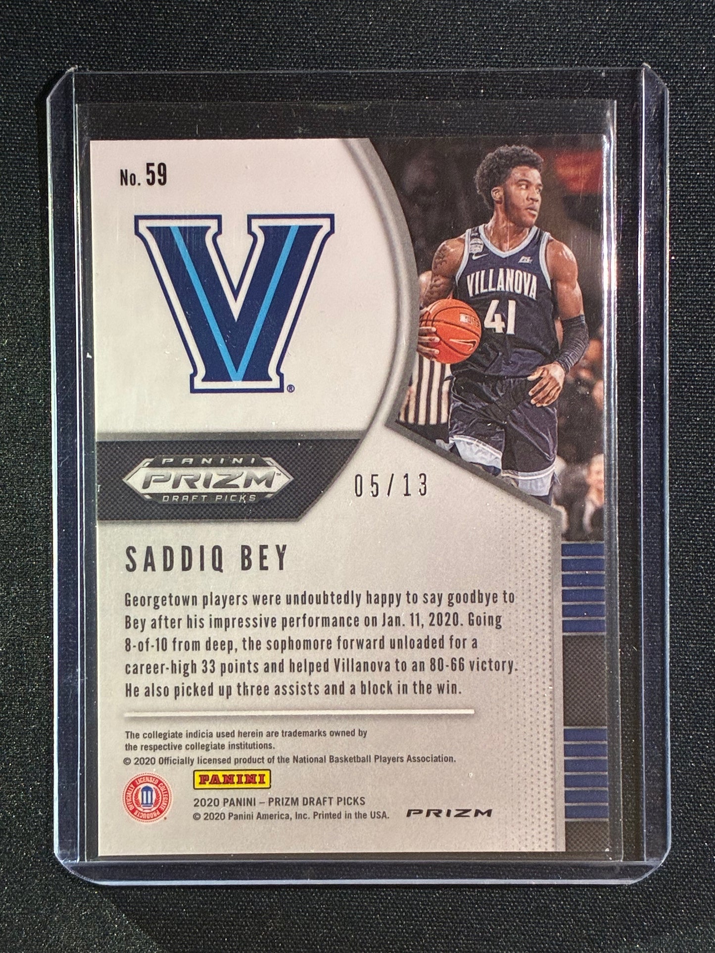 2020-21 Prizm Draft Picks SADDIQ BEY Rookie Blue Shimmer 5/13 #59