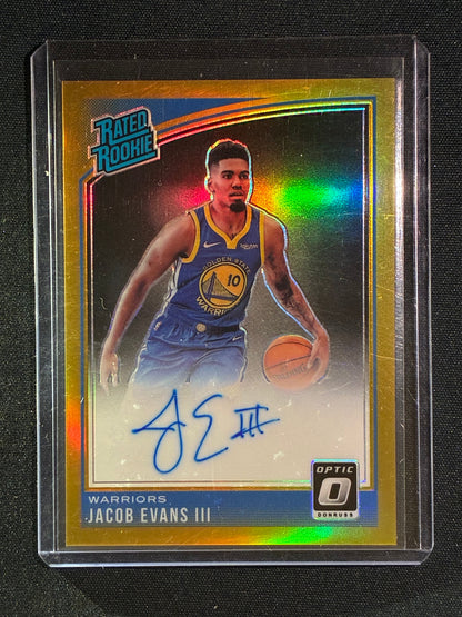 2018-19 Donruss Optic JACOB EVANS III Rated Rookie Signature Auto Gold Prizm 8/10 #178