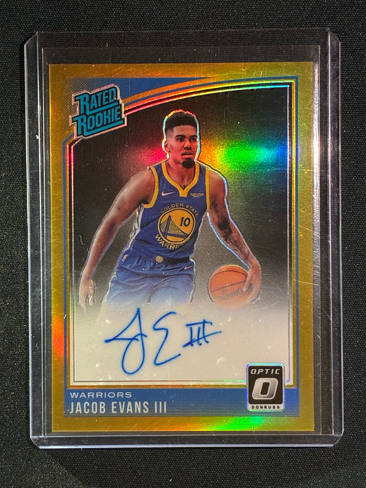 2018-19 Donruss Optic JACOB EVANS III Rated Rookie Signature Auto Gold Prizm 8/10 #178