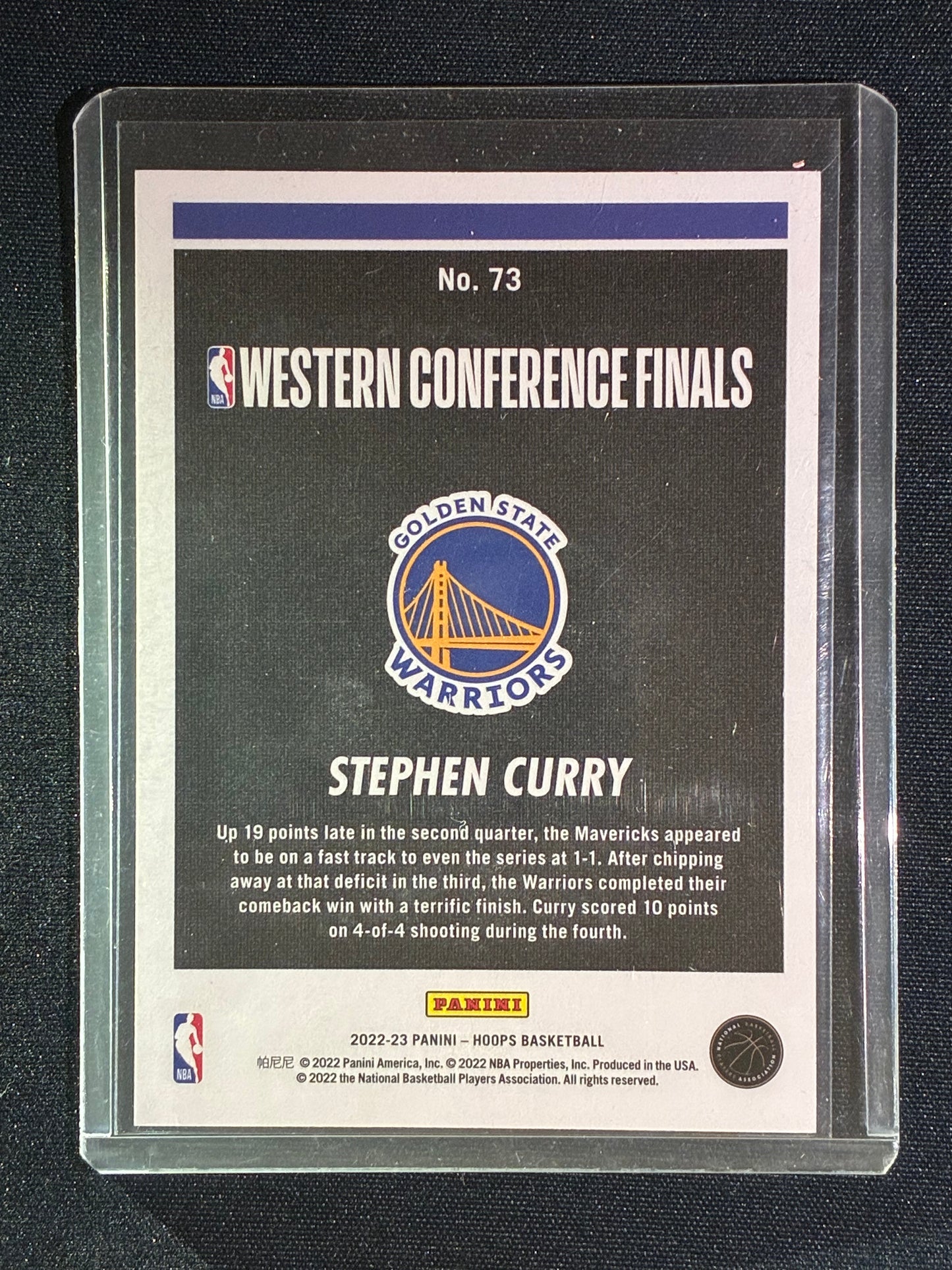 2022-23 Hoops STEPHEN CURRY Road to the Finals West Finals Gold 164/499 #73