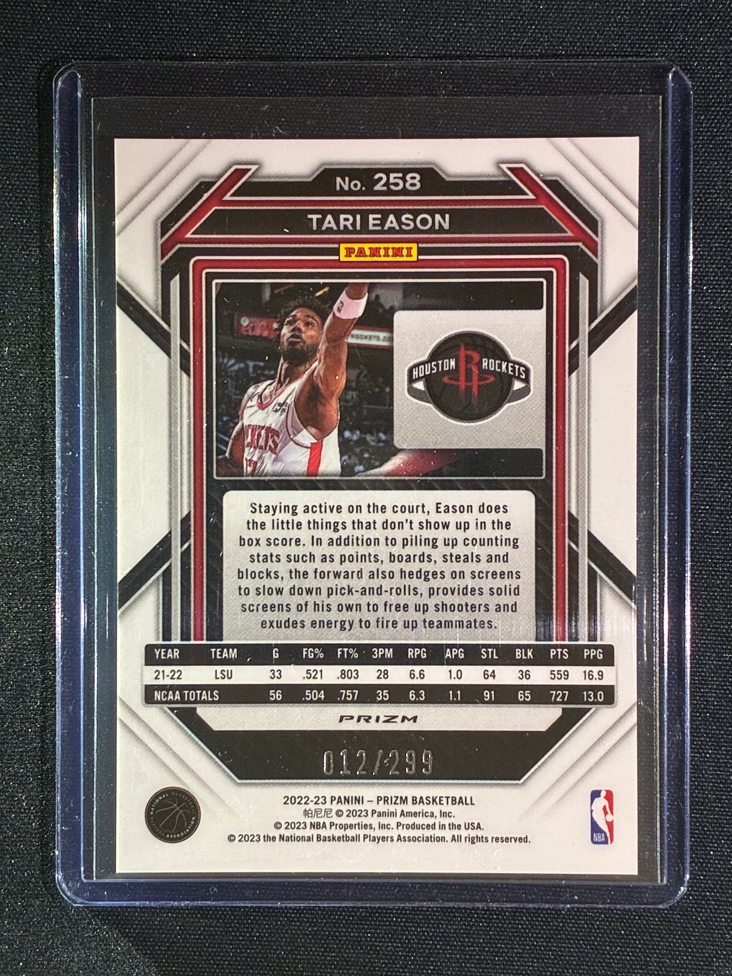 2022-23 Prizm TARI EASON Rookie Red Prizm 12/299 #258