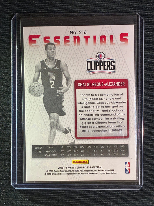 2018-19 Chronicles SHAI GILGEOUS-ALEXANDER Essentials Rookie Red 133/149 #216