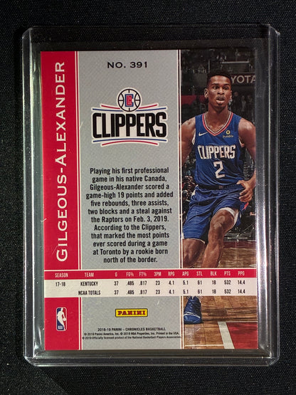 2018-19 Chronicles SHAI GILGEOUS-ALEXANDER Plates and Patches Rookie Silver 19/249 #391
