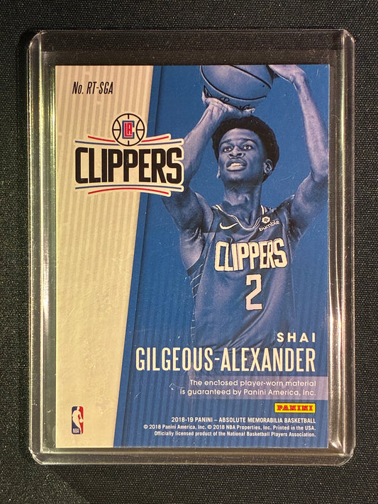 2018-19 Absolute SHAI GILGEOUS-ALEXANDER Rookie Threads Jersey Level 1 197/199