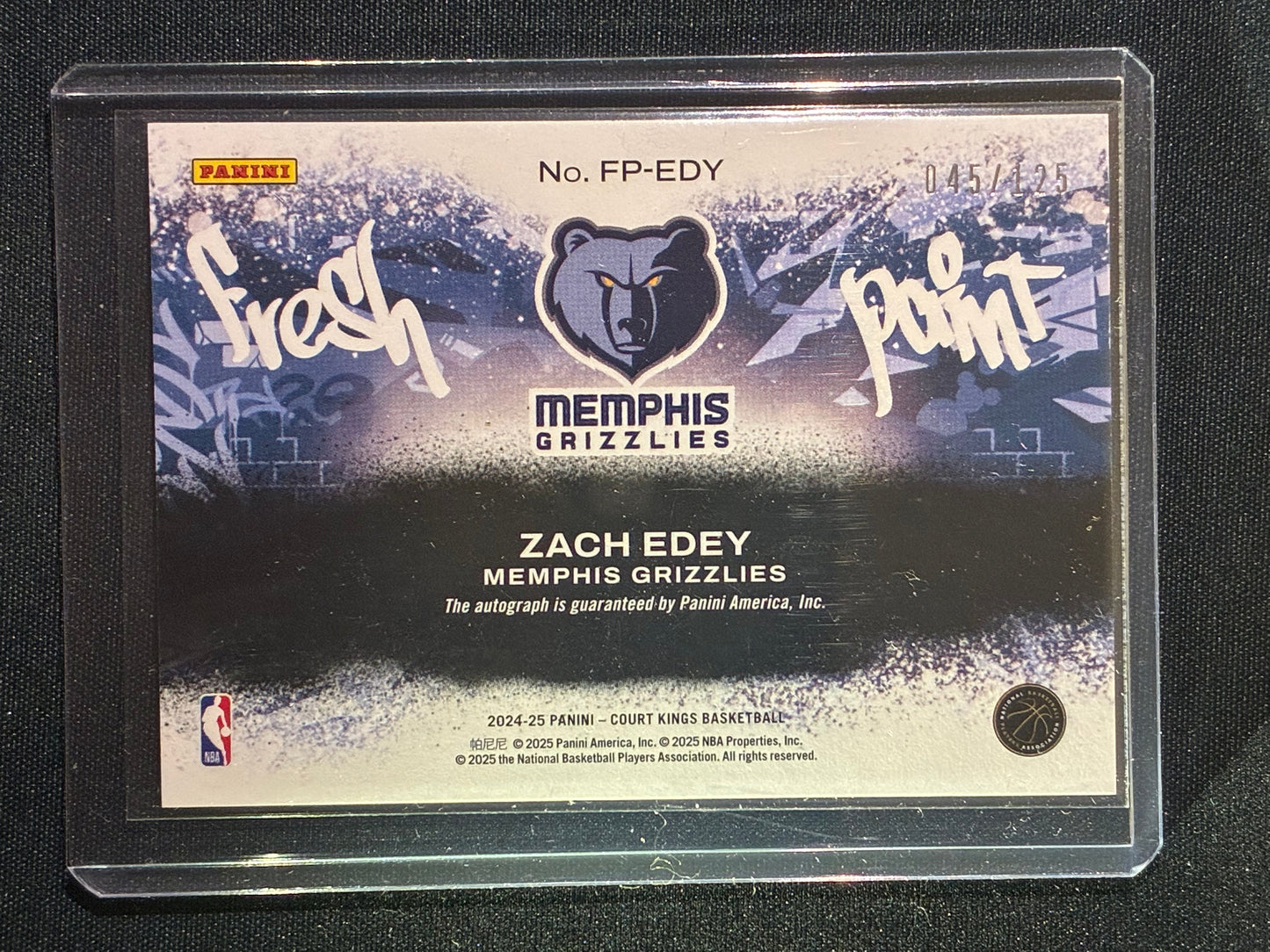2024-25 Court Kings ZACH EDEY Fresh Paint Rookie Auto Gold 45/125 #EDY