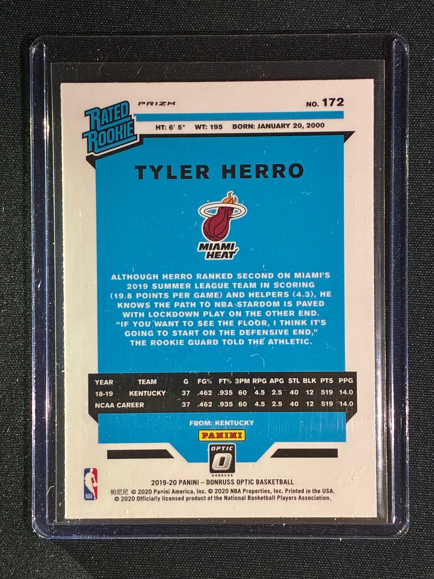 2019-20 Donruss Optic TYLER HERRO Rated Rookie Ruby Red Wave #172