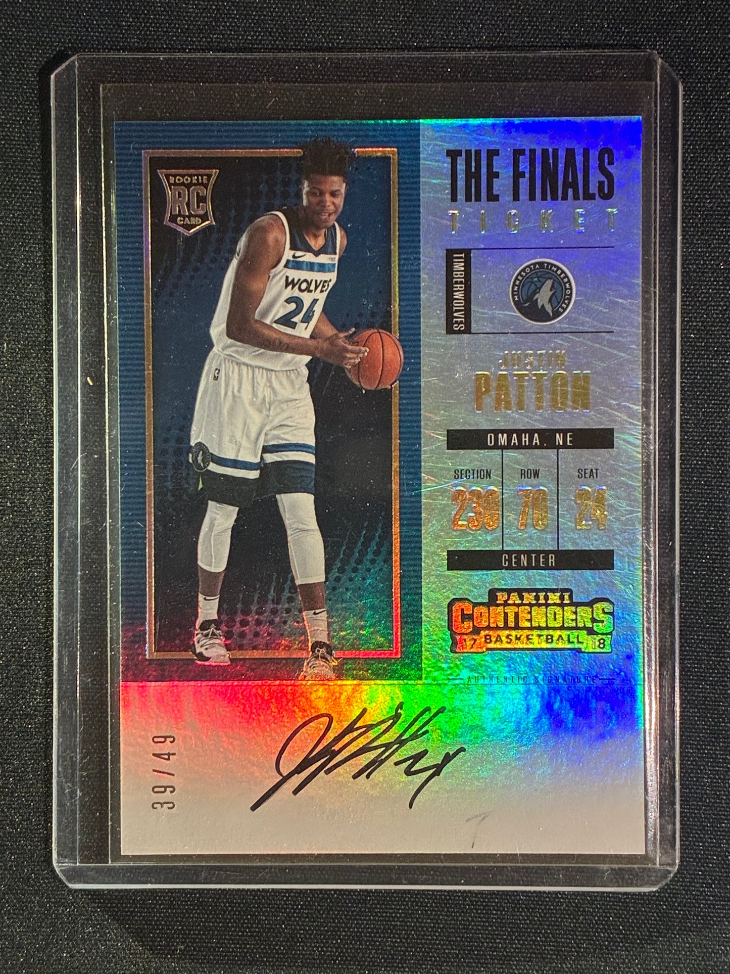 2017-18 Contenders JUSTIN PATTON The Finals Ticket Rookie Auto 39/49 #116