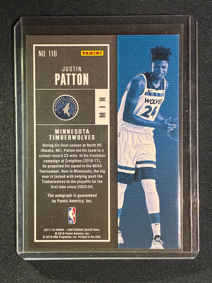 2017-18 Contenders JUSTIN PATTON The Finals Ticket Rookie Auto 39/49 #116
