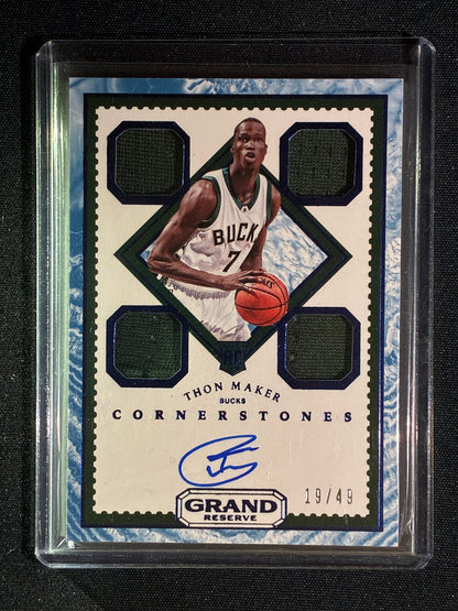2016-17 Grand Reserve THON MAKER Cornerstones Rookie Quad Jersey Auto Blue 19/49 #120