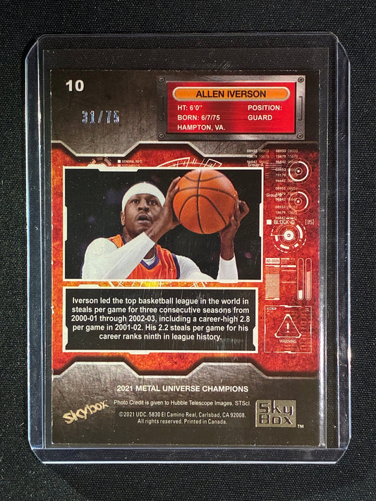 2021-22 Metal Universe Champions ALLEN IVERSON Precious Metal Gems PMG Pink 31/75 #10
