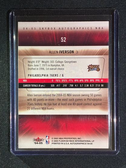2004-05 Skybox Autographics ALLEN IVERSON Foil Signature Silver Base #52