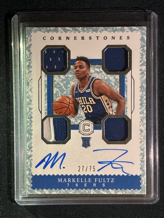 2017-18 Cornerstones MARKELLE FULTZ Cornerstones Rookie Quad Jersey Auto Silver 27/75