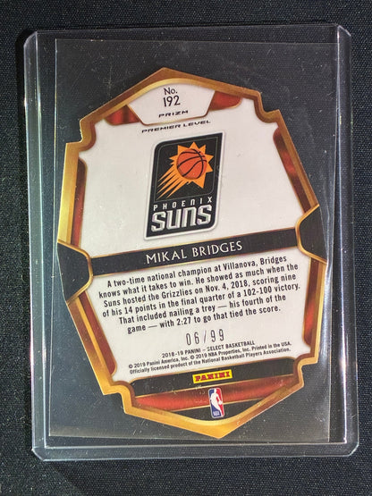 2018-19 Select MIKAL BRIDGES Premier Level Rookie Purple Prizm Die-Cut 6/99 #192