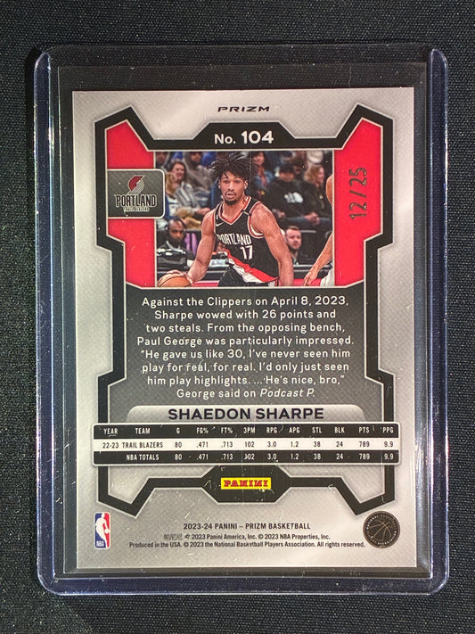 2023-24 Prizm SHAEDON SHARPE Mojo Prizm 12/25 #104