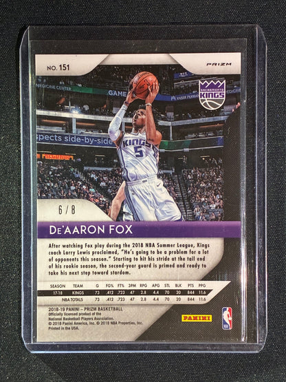 2018-19 Prizm DE'AARON FOX Choice Green Scope 6/8 #151