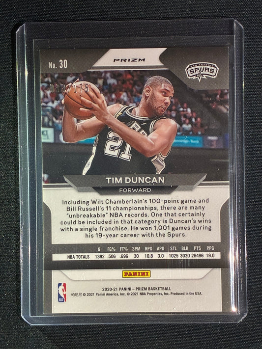 2020-21 Prizm TIM DUNCAN Purple Ice 38/175 #30