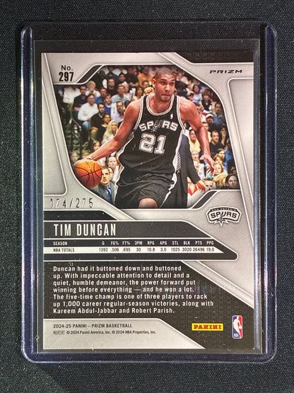 2024-25 Prizm TIM DUNCAN Legends White Lazer 174/275 #297