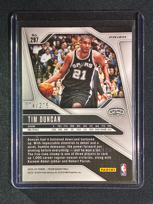 2024-25 Prizm TIM DUNCAN Legends White Lazer 174/275 #297