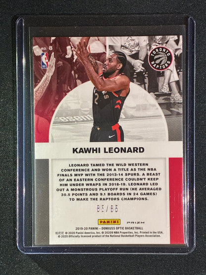 2019-20 Donruss Optic KAWHI LEONARD Winner Stays Blue Prizm 85/85 #8