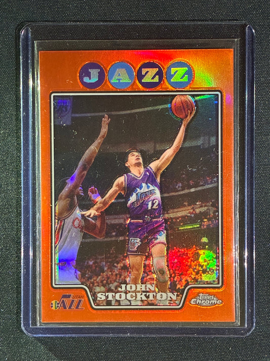 2008-09 Topps Chrome JOHN STOCKTON Orange Refractor Prizm 344/499 #166