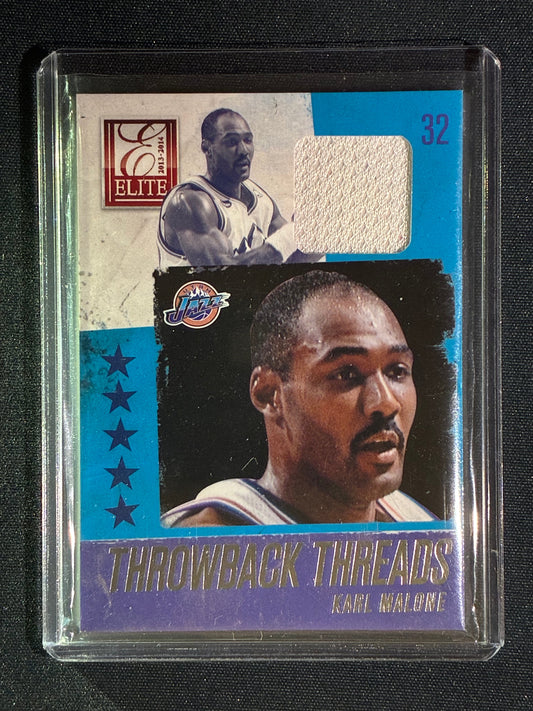 2013-14 Elite KARL MALONE Throwback Threads Game-Worn Jersey #37