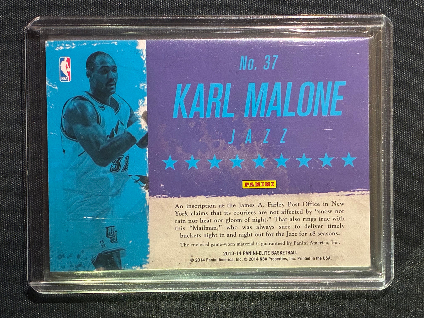 2013-14 Elite KARL MALONE Throwback Threads Game-Worn Jersey #37