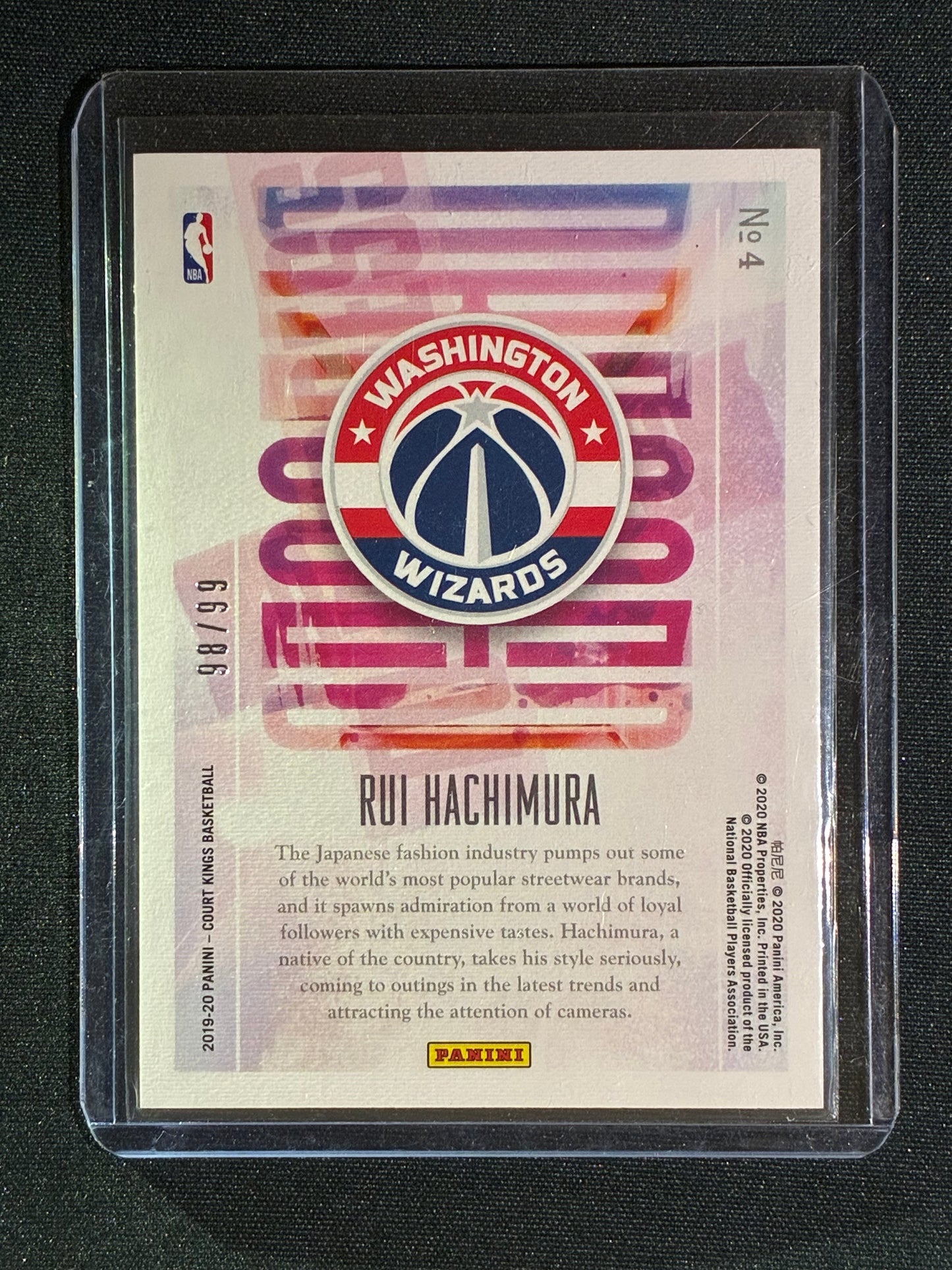 2019-20 Court Kings RUI HACHIMIURA Dressed to Impress Rookie Purple 98/99 #4