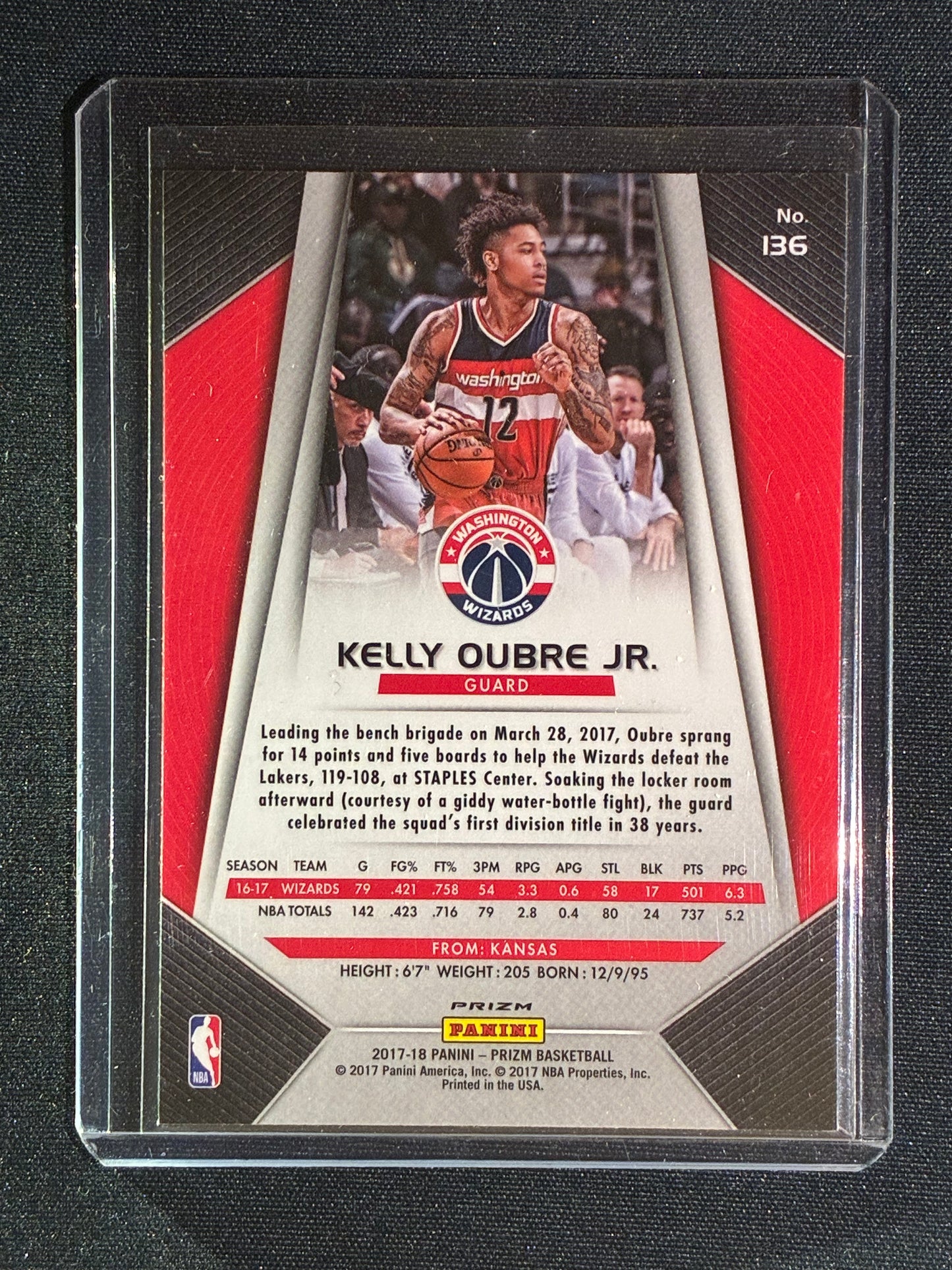 2017-18 Prizm KELLY OUBRE JR. White Sparkle SSP #136