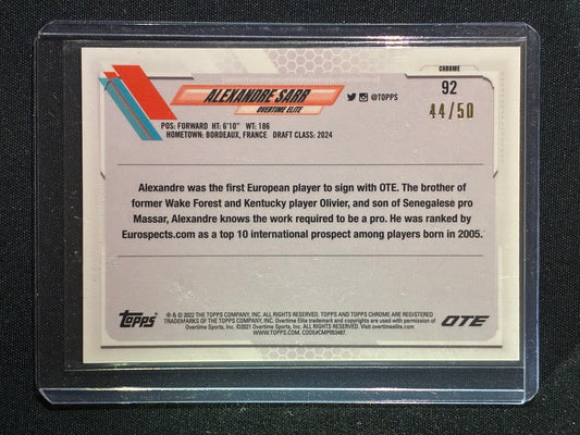 2021-22 Topps Chrome OTE ALEXANDRE SARR Rookie Gold Refractor 44/50 #92