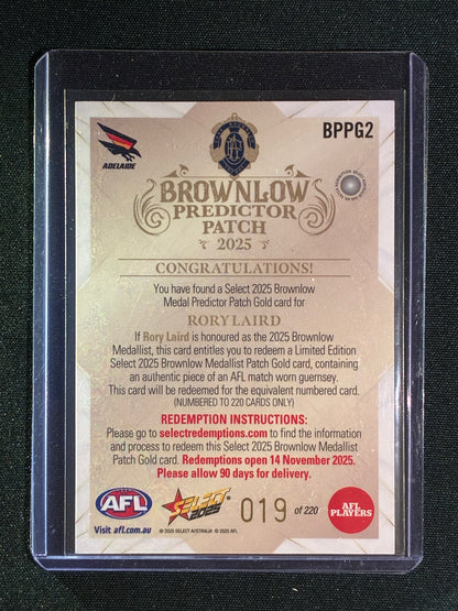 2025 Select Footy Stars RORY LAIRD Brownlow Predictor Patch Gold 019/220 #2