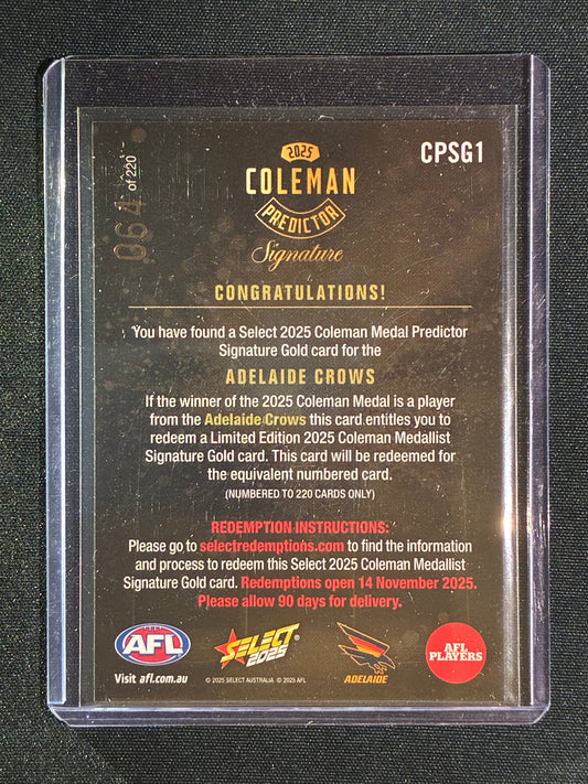 2025 Select Footy Stars ADELAIDE CROWS Coleman Predictor Signature Gold 064/220 #1