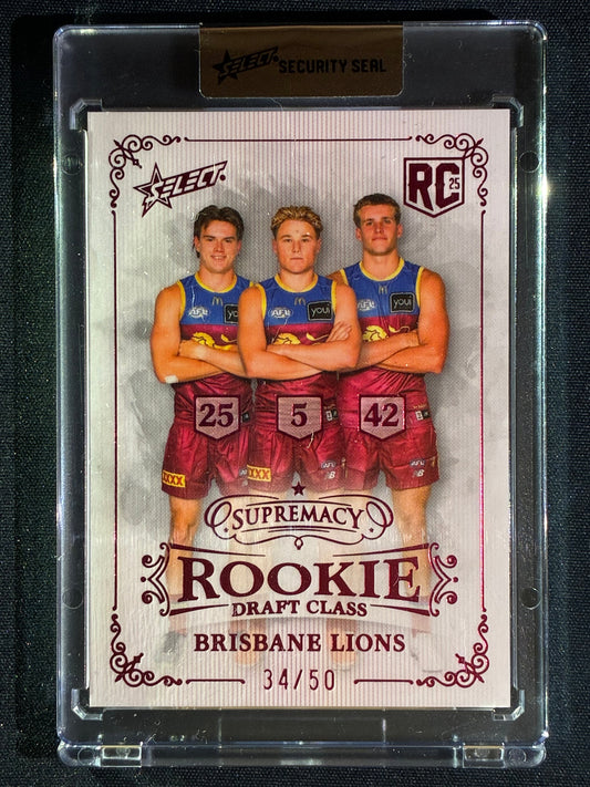 2025 Select Supremacy BRISBANE LIONS 2024 Rookie Draft Class 34/50 #2 LEVI ASHCROFT