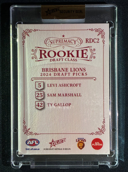 2025 Select Supremacy BRISBANE LIONS 2024 Rookie Draft Class 34/50 #2 LEVI ASHCROFT