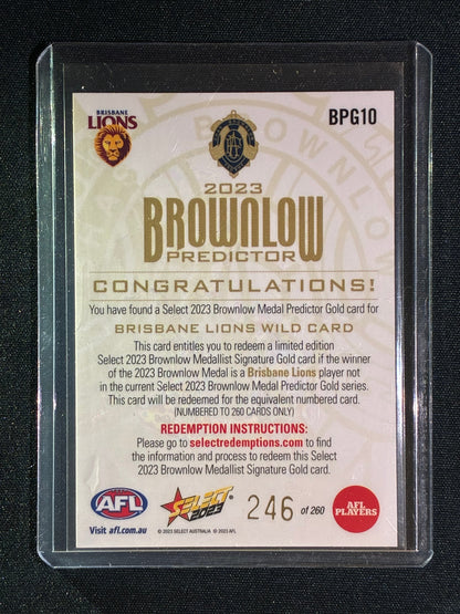 2023 Select Footy Stars BRISBANE LIONS WILD CARD Brownlow Predictor Gold 246/260 #10