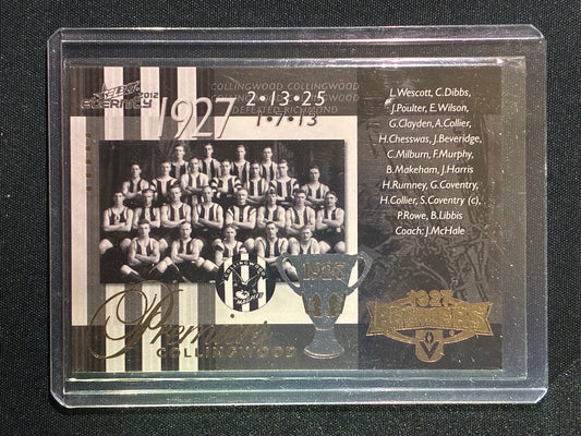 2012 Select Eternity COLLINGWOOD MAGPIES 1927 Premiers Commemorative 052/400 #75