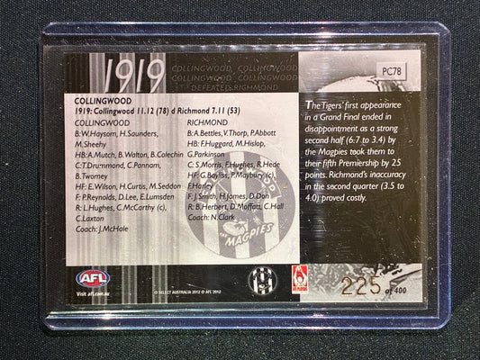 2012 Select Eternity COLLINGWOOD MAGPIES 1919 Premiers Commemorative 225/400 #78